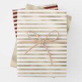 Girly Glam Gold Glitz Stripes Inpakpapier Vel (In situ)