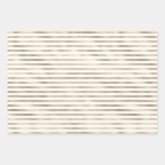 Girly Glam Gold Glitz Stripes Inpakpapier Vel (Voorkant)