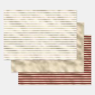 Girly Glam Gold Glitz Stripes Inpakpapier Vel