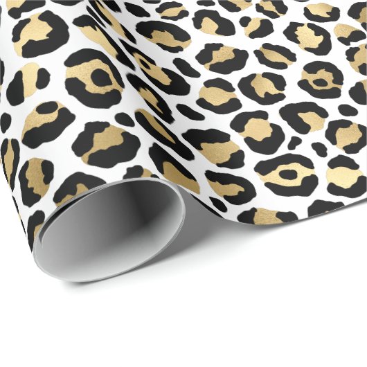 Girly Glam Gold Leopard Print Cadeaupapier (Rol Hoek)
