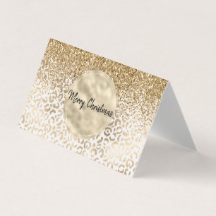 Girly Glam Gold Leopard Print Glitter Sparkle Kaart