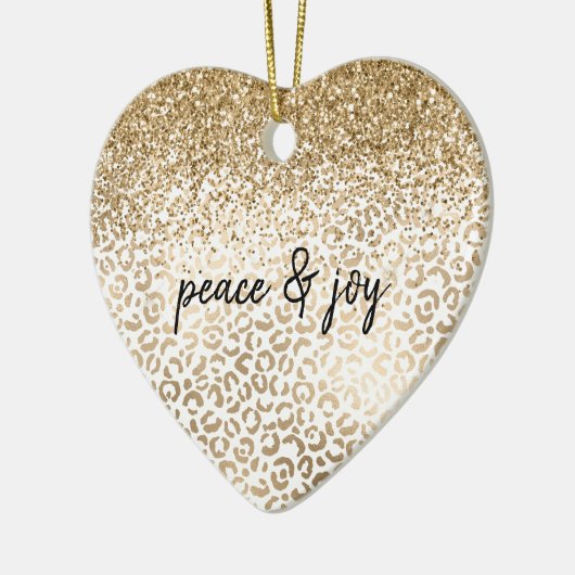 Girly Glam Gold Leopard Print Glitter Sparkle Keramisch Ornament (Links)