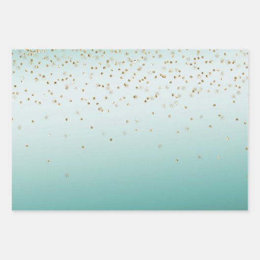 Girly Glam Gold Mini Confetti Mint Ombre Inpakpapier Vel (Voorkant 3)