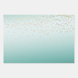 Girly Glam Gold Mini Confetti Mint Ombre Inpakpapier Vel