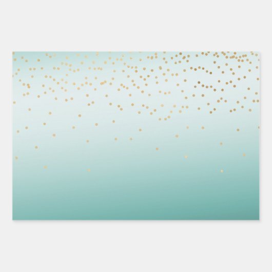 Girly Glam Gold Mini Confetti Mint Ombre Inpakpapier Vel (Voorkant)