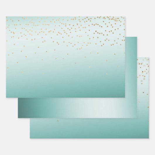 Girly Glam Gold Mini Confetti Mint Ombre Inpakpapier Vel (Set)