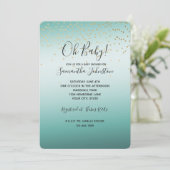 Girly Glam Gold Mini Confetti Mint Ombre Kaart (Staand voorkant)