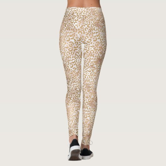 Girly Glam Gold Pink Leopard Print Leggings (Achterkant)