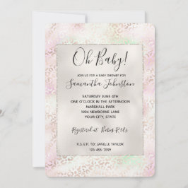 Girly Glam Gold Pink Mint Ombre Leopard Print Kaart
