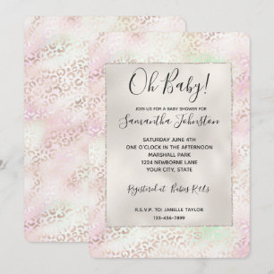 Girly Glam Gold Pink Mint Ombre Leopard Print Kaart