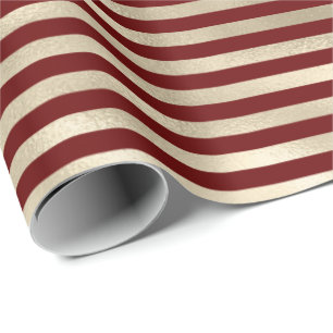Girly Glam Gold Red Stripes Cadeaupapier