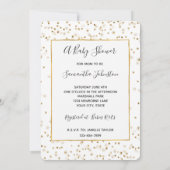 Girly Glam Gold Sparkle Confetti Baby shower Kaart (Achterkant)