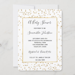 Girly Glam Gold Sparkle Confetti Baby shower Kaart