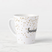 Girly Glam Gold Sparkle Confetti gepersonaliseerd Latte Mok (Linkerhoek)