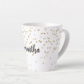 Girly Glam Gold Sparkle Confetti gepersonaliseerd Latte Mok (Rechterhoek)