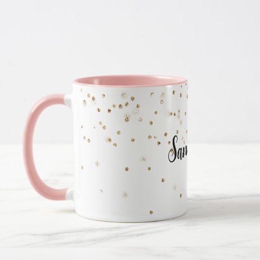 Girly Glam Gold Sparkle Confetti gepersonaliseerd Mok (Links)