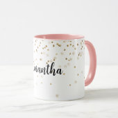 Girly Glam Gold Sparkle Confetti gepersonaliseerd Mok (Voorkant rechts)