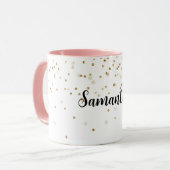 Girly Glam Gold Sparkle Confetti gepersonaliseerd Mok (Voorkant links)