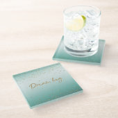 Girly Glam Gold Sparkle Confetti Mint Glitter Glazen Onderzetter (Schuin)