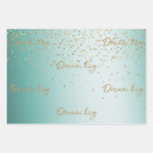Girly Glam Gold Sparkle Confetti Mint Glitter Inpakpapier Vel (Voorkant 3)