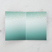 Girly Glam Gold Sparkle Confetti Mint Glitter Kaart (Binnen)