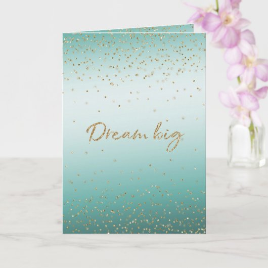 Girly Glam Gold Sparkle Confetti Mint Glitter Kaart (Orchidee)