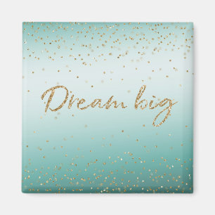 Girly Glam Gold Sparkle Confetti Mint Glitter Magneet