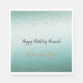 Girly Glam Gold Sparkle Confetti Mint Glitter Servet (Voorkant)