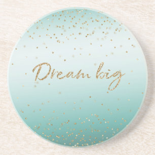 Girly Glam Gold Sparkle Confetti Mint Glitter Zandsteen Onderzetter