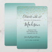 Girly Glam Gold Sparkle Confetti Mint Ombre Kaart (Voorkant / Achterkant)