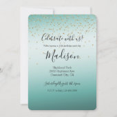 Girly Glam Gold Sparkle Confetti Mint Ombre Kaart (Voorkant)
