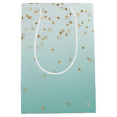 Girly Glam Gold Sparkle Confetti Mint Ombre Medium Cadeauzakje (Voorkant)