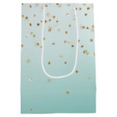 Girly Glam Gold Sparkle Confetti Mint Ombre Medium Cadeauzakje (Achterkant)