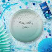 Girly Glam Gold Sparkle Confetti Mint Ombre Papieren Bordje (Feest)