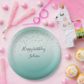 Girly Glam Gold Sparkle Confetti Mint Ombre Papieren Bordje (Feest)