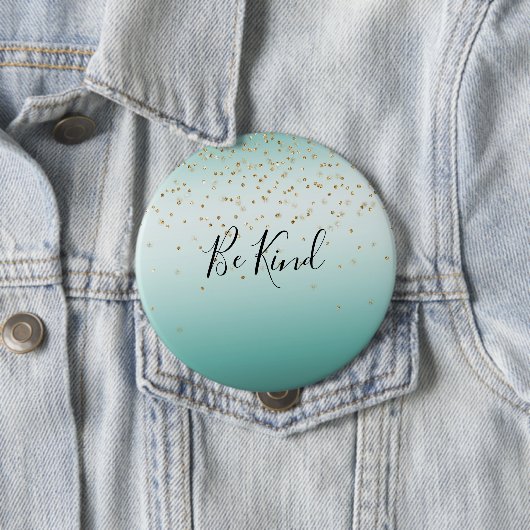 Girly Glam Gold Sparkle Confetti Mint Ombre Ronde Button 4,0 Cm (In situ)