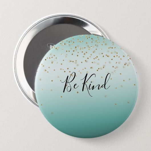 Girly Glam Gold Sparkle Confetti Mint Ombre Ronde Button 4,0 Cm (Voorkant /achterkant)