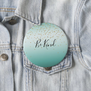 Girly Glam Gold Sparkle Confetti Mint Ombre Ronde Button 4,0 Cm