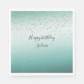 Girly Glam Gold Sparkle Confetti Mint Ombre Servet (Voorkant)