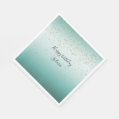 Girly Glam Gold Sparkle Confetti Mint Ombre Servet (Hoek)