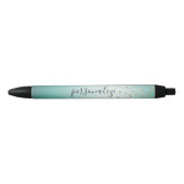 Girly Glam Gold Sparkle Confetti Mint Ombre Zwarte Inkt Pen (Voorkant)