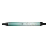 Girly Glam Gold Sparkle Confetti Mint Ombre Zwarte Inkt Pen (Voorkant)