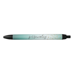 Girly Glam Gold Sparkle Confetti Mint Ombre Zwarte Inkt Pen
