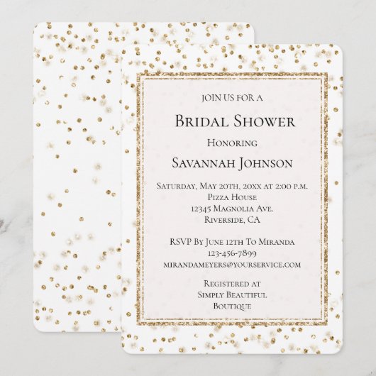 Girly Glam Gold Sparkle Confetti Vrijgezellenfeest Kaart (Voorkant / Achterkant)