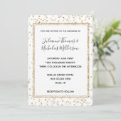 Girly Glam Gold Sparkle Confetti Wedding Invites Kaart (Staand voorkant)