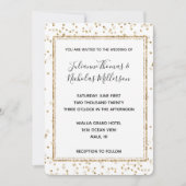 Girly Glam Gold Sparkle Confetti Wedding Invites Kaart (Voorkant)