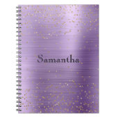 Girly Glam Gold Sparkle Paarse Confetti Notitieboek (Voorkant)