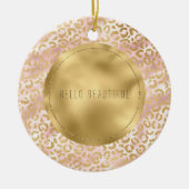 Girly Glam Goud Blush Roze Luipaard Print Keramisch Ornament (Voorkant)
