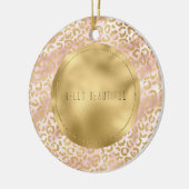 Girly Glam Goud Blush Roze Luipaard Print Keramisch Ornament (Links)