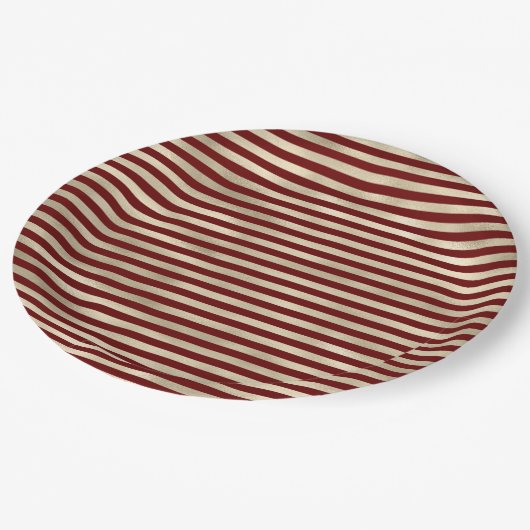 Girly Glam Goud Rode Strepen Papieren Bordje (Gekanteld)